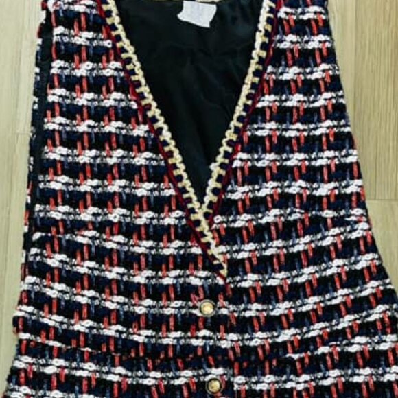 NWOT Striped Pattern Sleeveless Tweed Dress - Picture 4 of 4